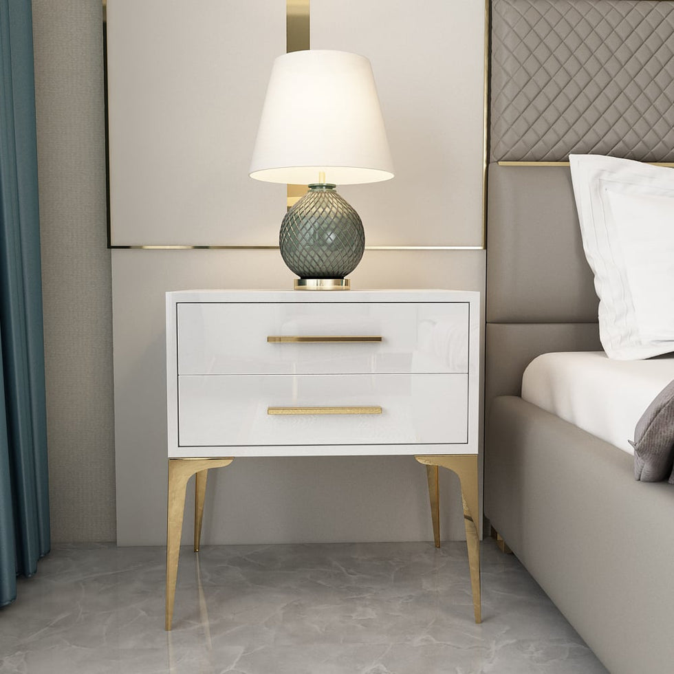 HMR - Modern Nightstand with 2-Drawer