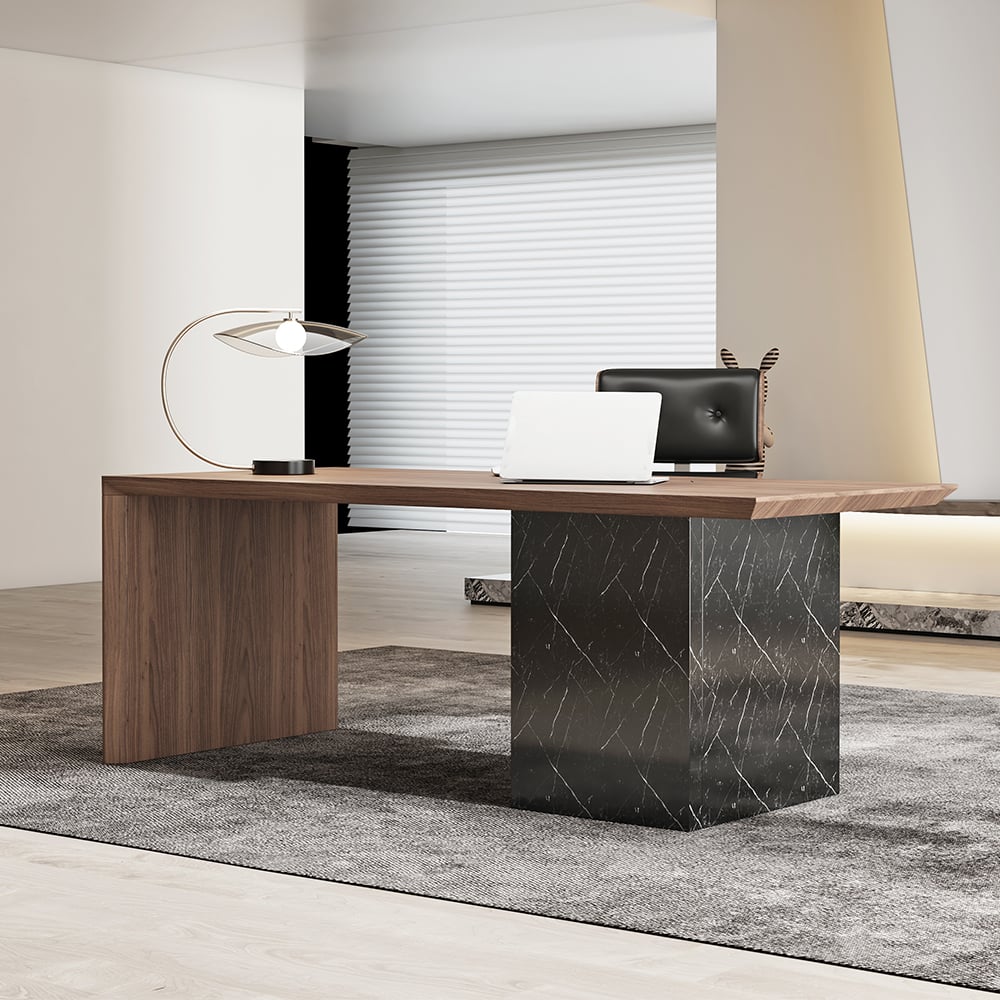 HMR - Modern Home Office Desk with Movable File Cabinet
