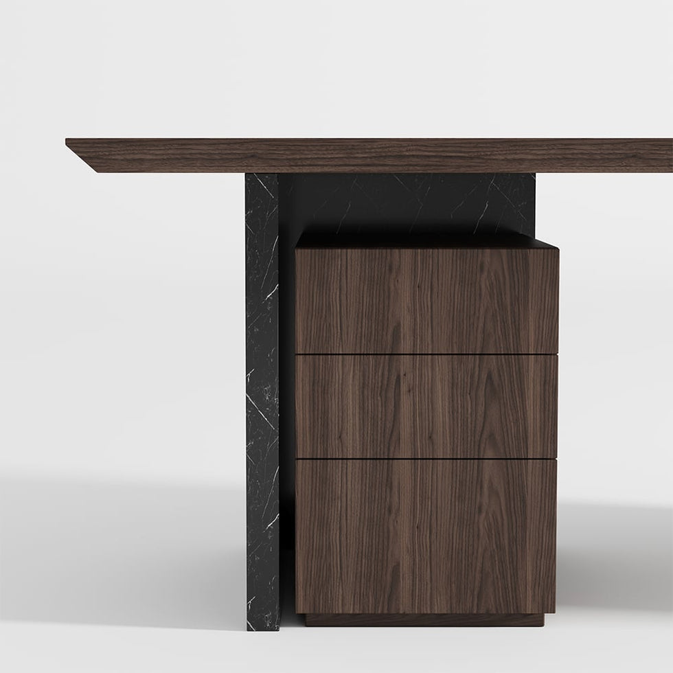HMR - Modern Home Office Desk with Movable File Cabinet