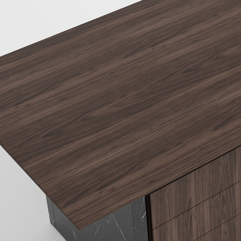 HMR - Modern Home Office Desk with Movable File Cabinet