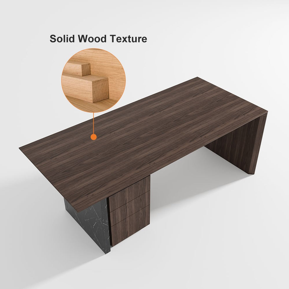 HMR - Modern Home Office Desk with Movable File Cabinet