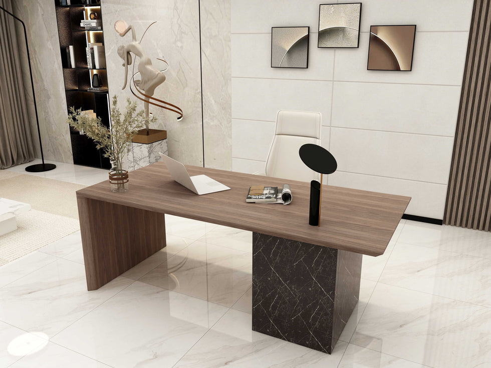 HMR - Modern Home Office Desk with Movable File Cabinet
