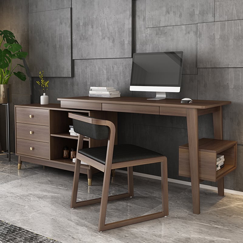 HMR - 47.2" Ultic L-Shaped Home Office Desk Desk with Storage Drawers & Shelf