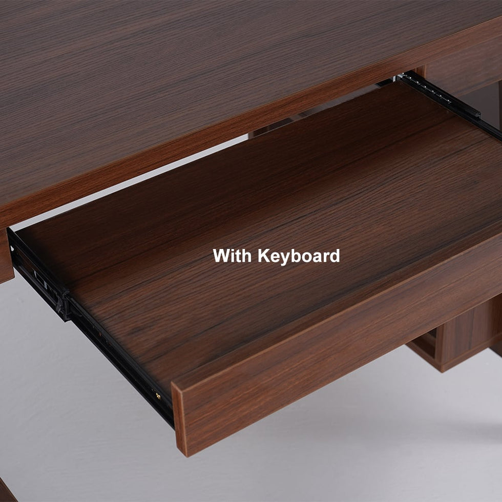 HMR - 47.2" Ultic L-Shaped Home Office Desk Desk with Storage Drawers & Shelf