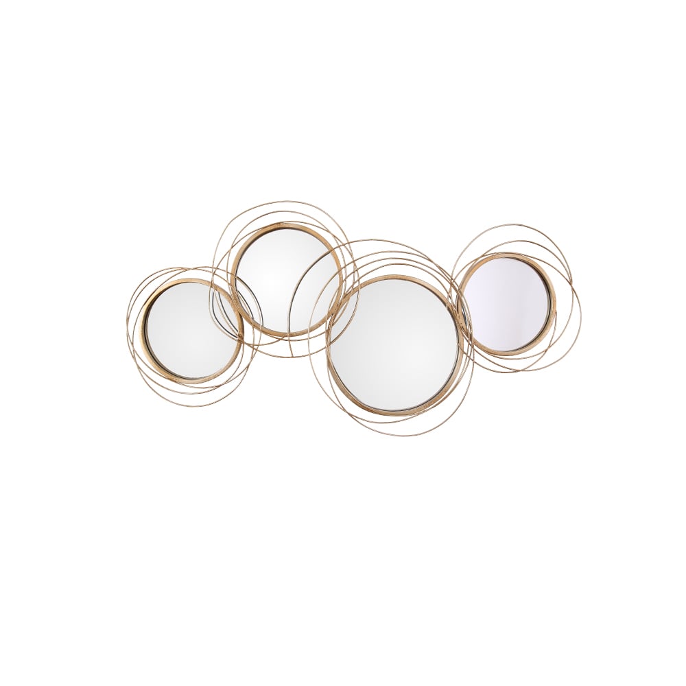 HMR - Modern Luxury Gold Round Wall Mirror Creative 3D Overlapping Metal Décor