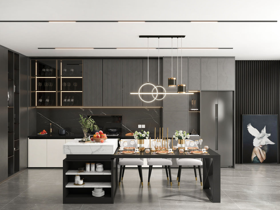 HMR - Kitchen Island Light Geometric Starry Reflection Hanging Light 3-Way