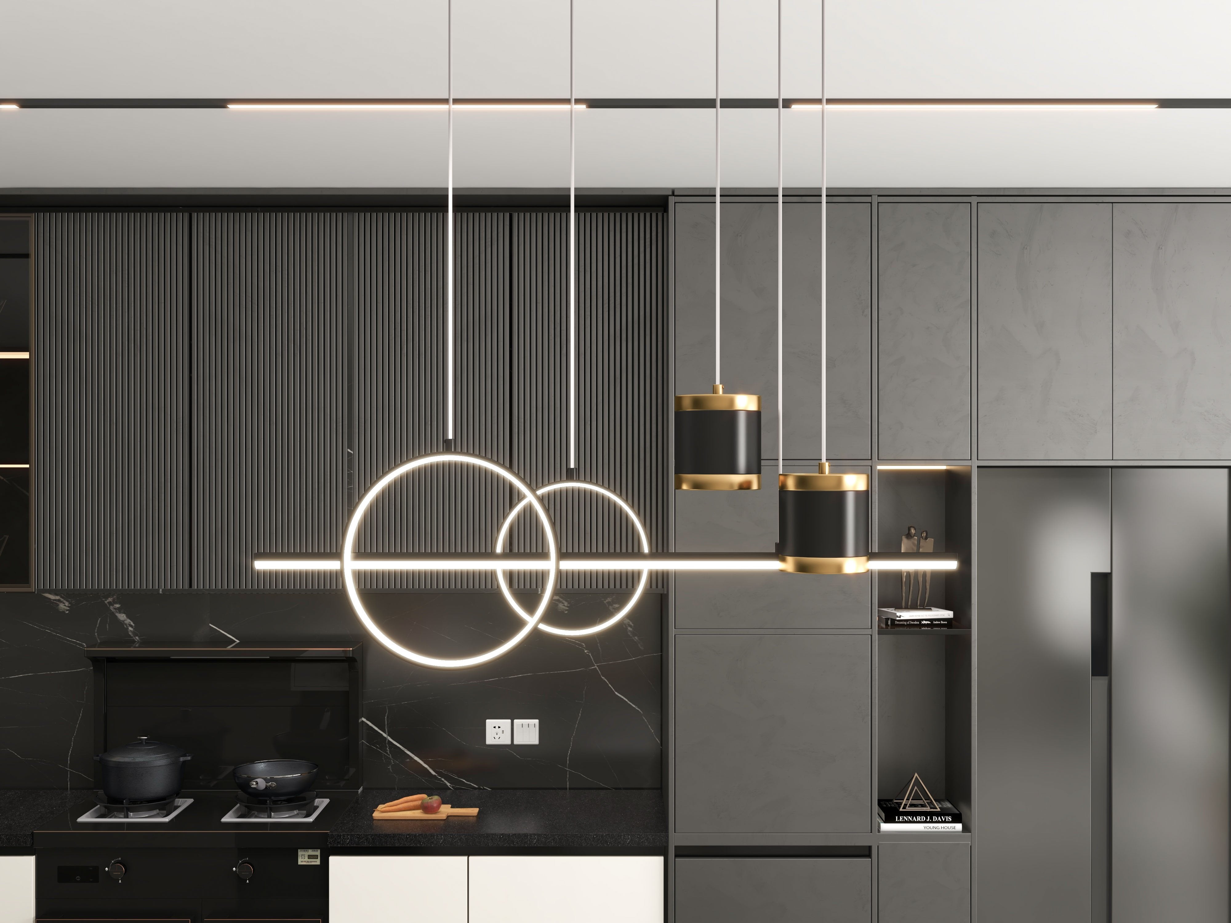 HMR - Kitchen Island Light Geometric Starry Reflection Hanging Light 3-Way