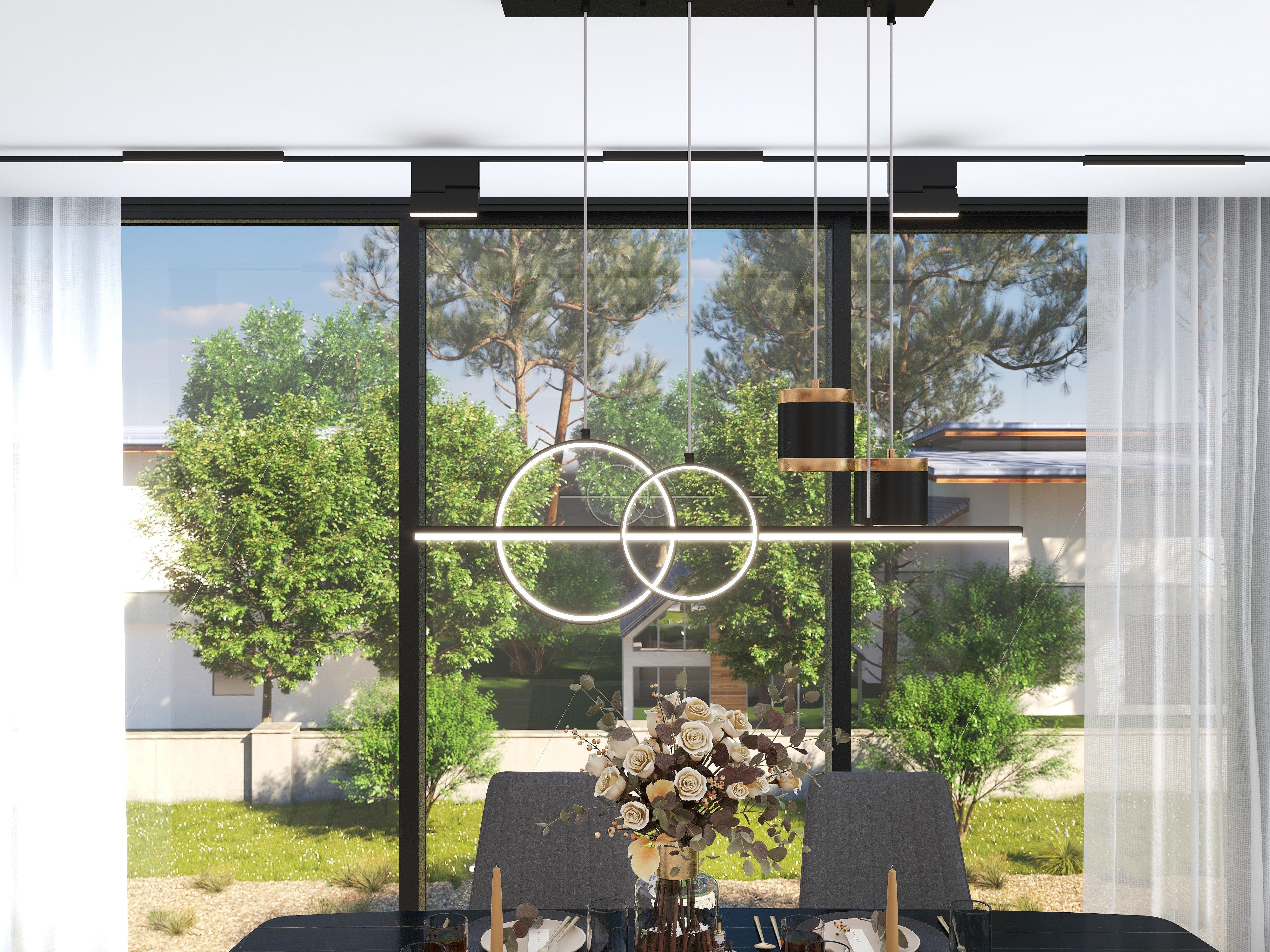 HMR - Kitchen Island Light Geometric Starry Reflection Hanging Light 3-Way