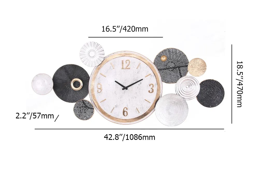 HMR - Modern Mute Metal Wall Clock with Distressed Multiple Round Shape