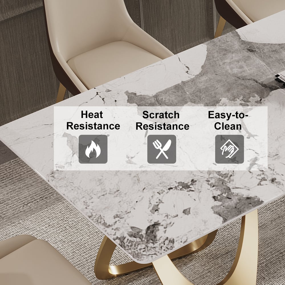 HMR - Modern Rectangle Sintered Stone Dining Table