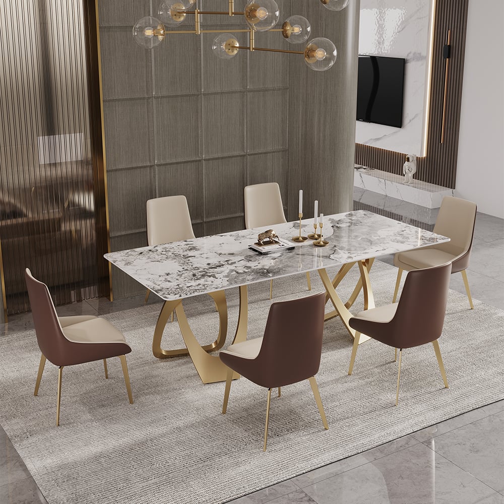 HMR - Modern Rectangle Sintered Stone Dining Table
