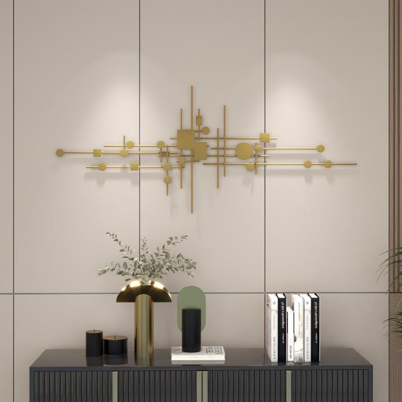 HMR - 3D Geometric Patterns Wall Decor with Overlapping Effects in Metal