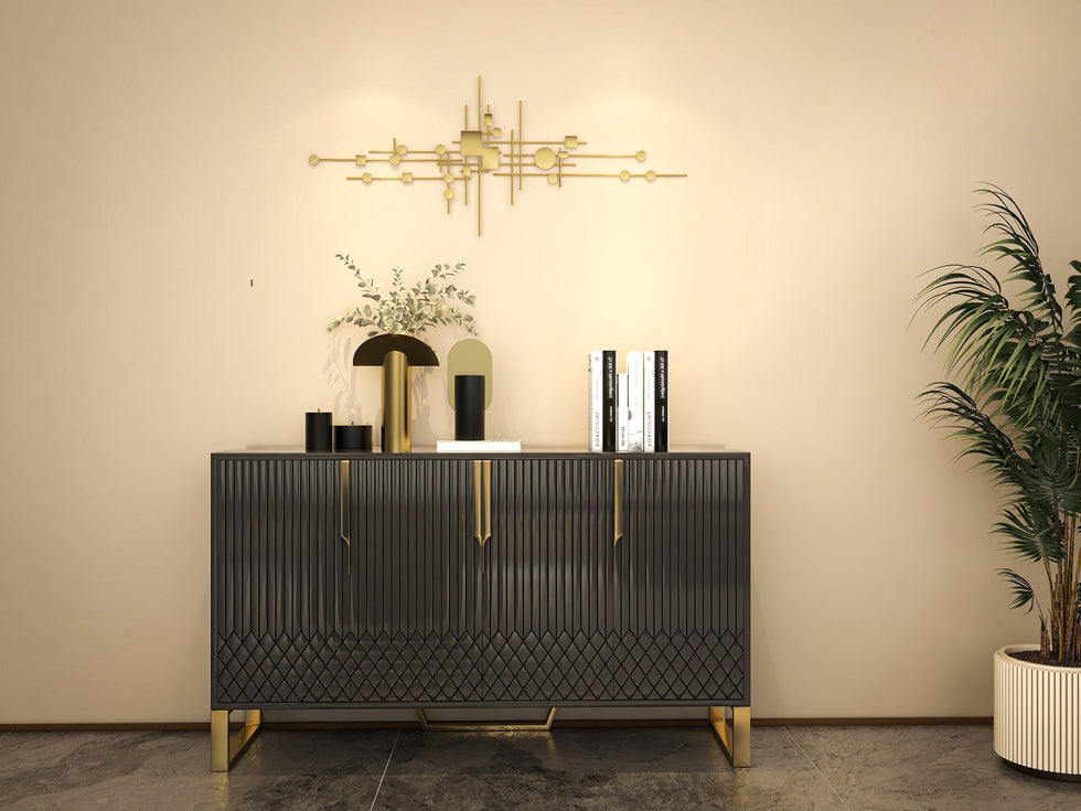 HMR - 3D Geometric Patterns Wall Decor with Overlapping Effects in Metal
