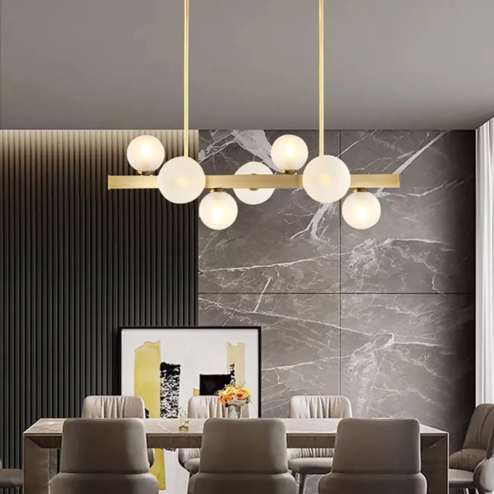 HMR - Modern Island Light Fixture for Kitchen Linear Chandelier Glass Shade