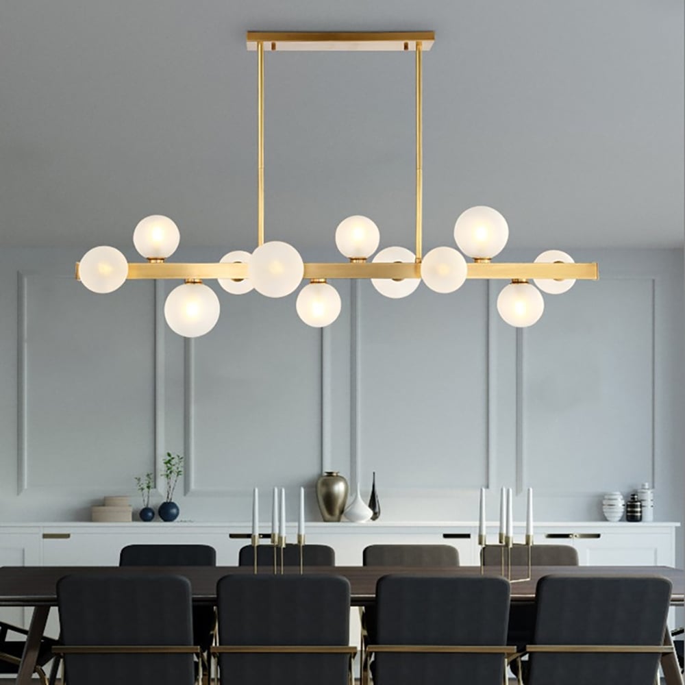 HMR - Modern Island Light Fixture for Kitchen Linear Chandelier Glass Shade