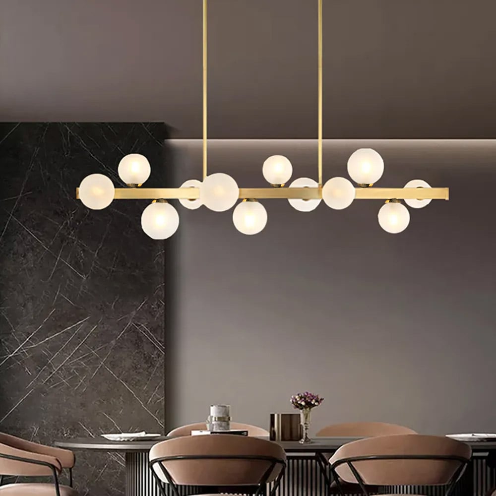 HMR - Modern Island Light Fixture for Kitchen Linear Chandelier Glass Shade