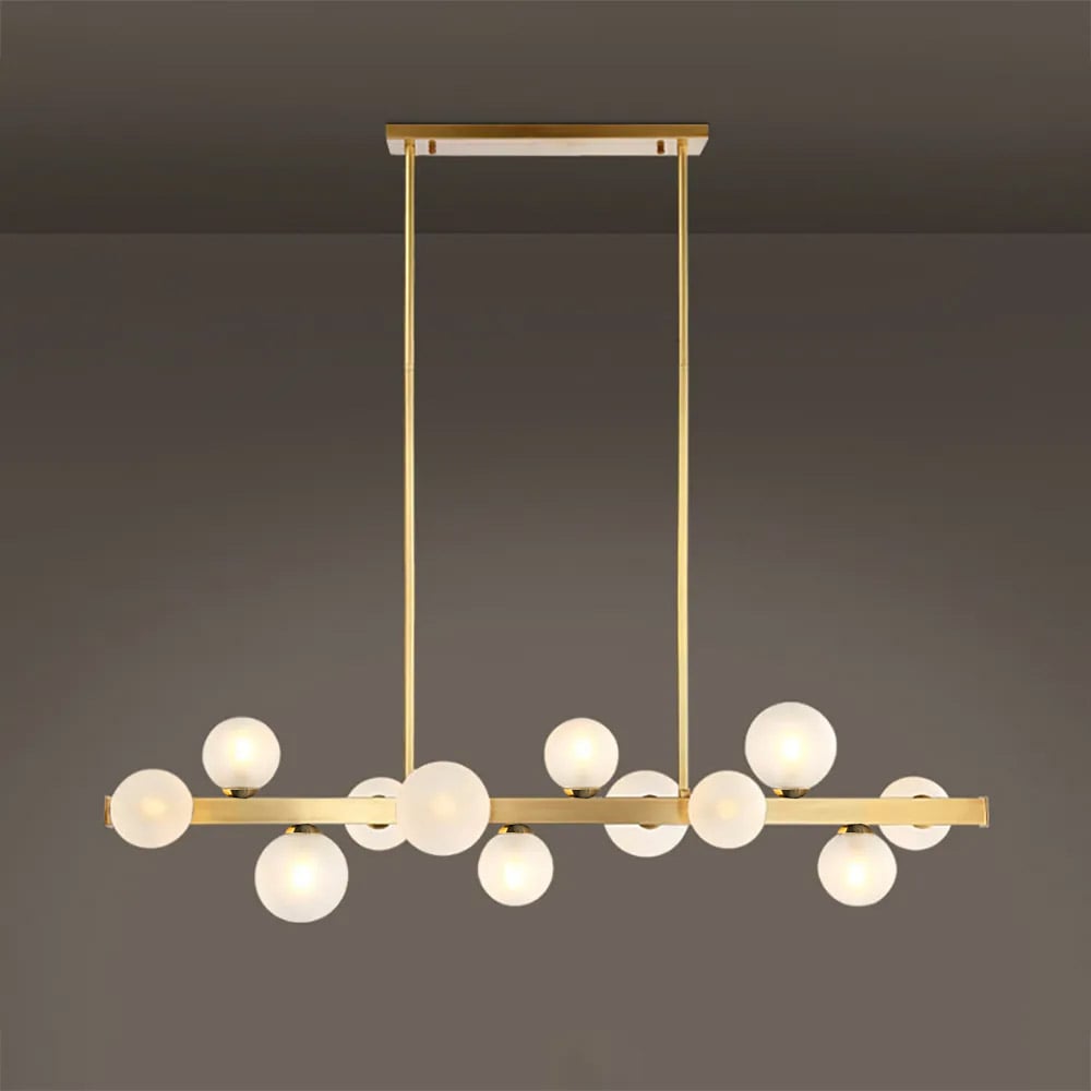 HMR - Modern Island Light Fixture for Kitchen Linear Chandelier Glass Shade