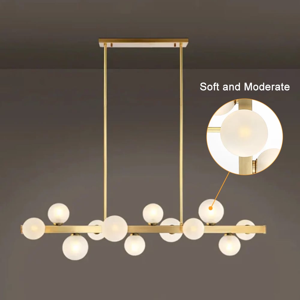 HMR - Modern Island Light Fixture for Kitchen Linear Chandelier Glass Shade