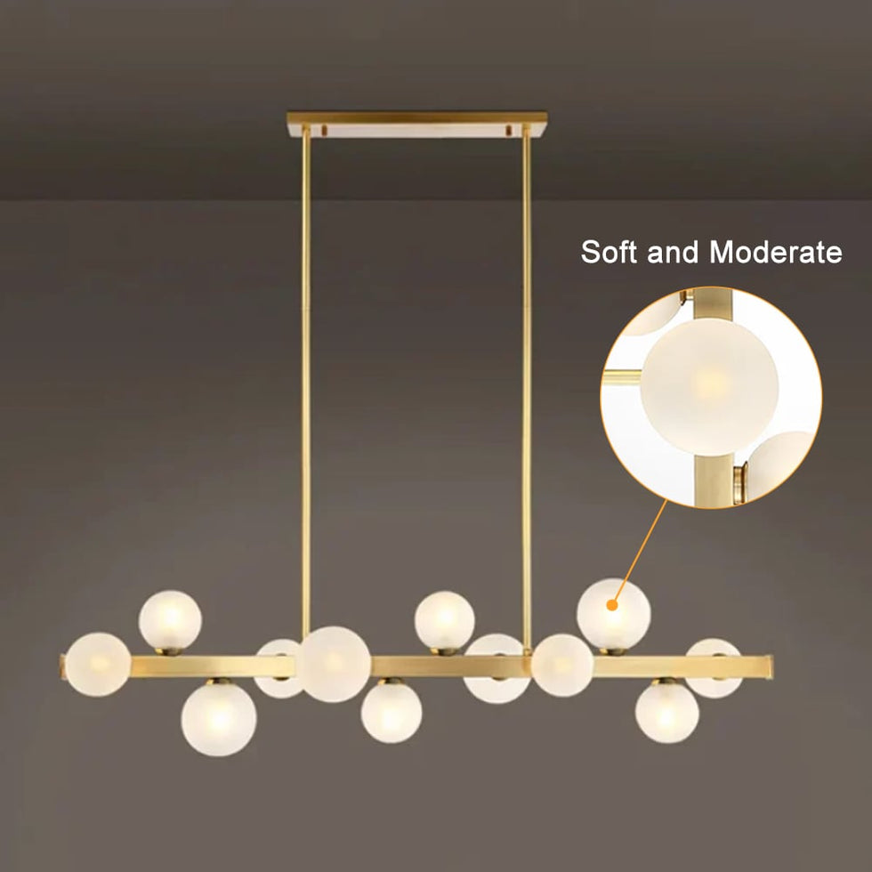 HMR - Modern Island Light Fixture for Kitchen Linear Chandelier Glass Shade