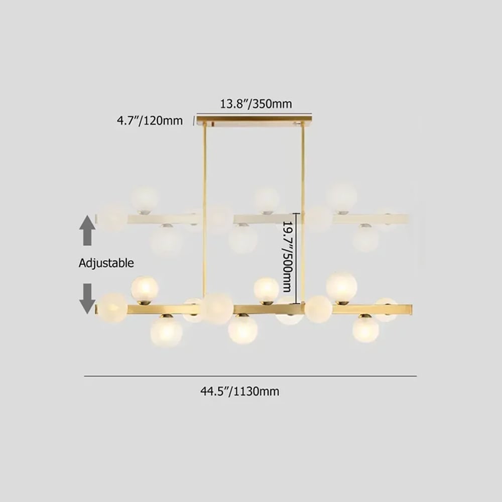 HMR - Modern Island Light Fixture for Kitchen Linear Chandelier Glass Shade
