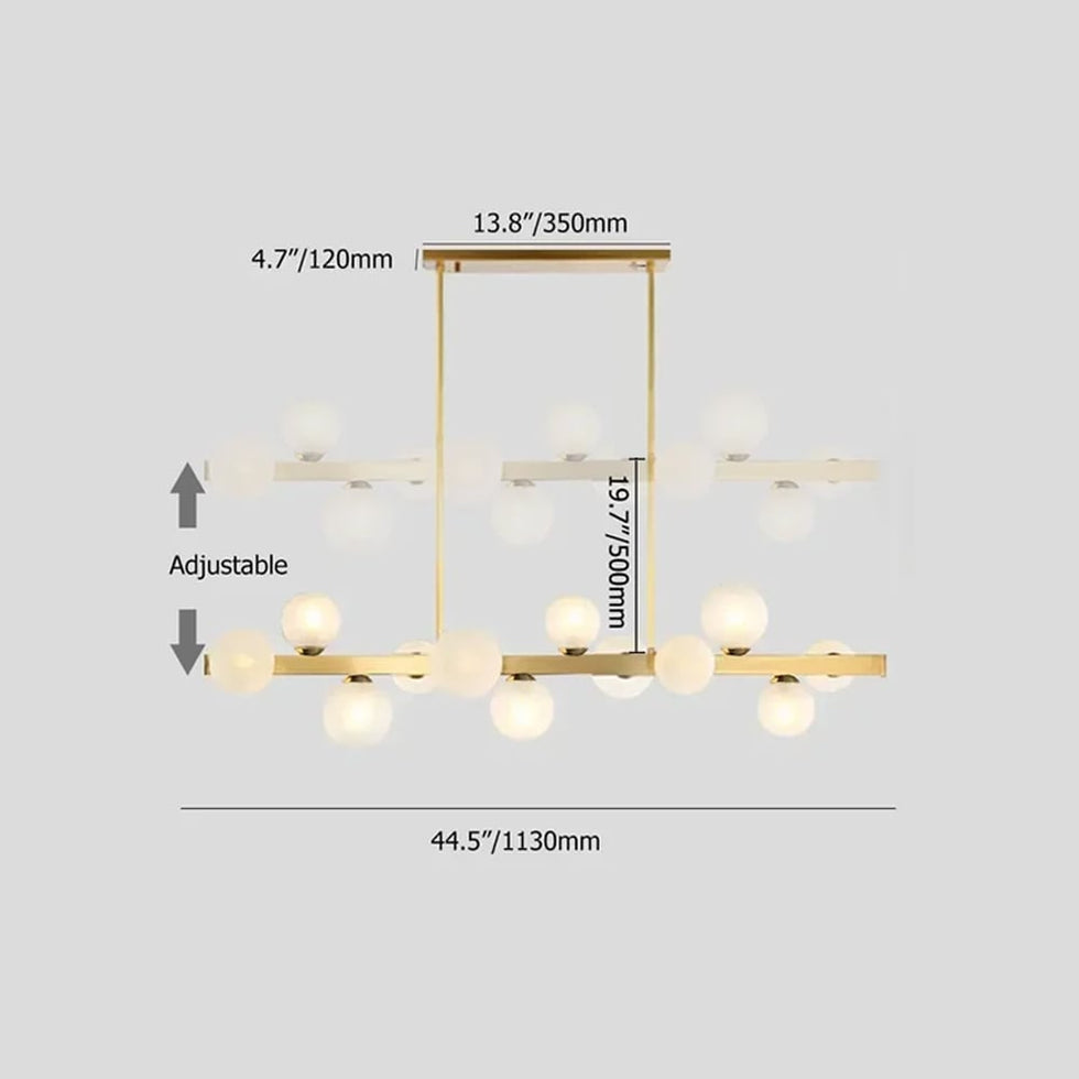 HMR - Modern Island Light Fixture for Kitchen Linear Chandelier Glass Shade