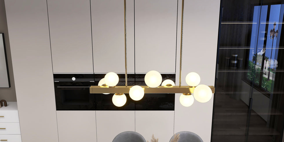 HMR - Modern Island Light Fixture for Kitchen Linear Chandelier Glass Shade