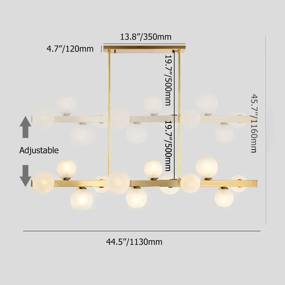 HMR - Modern Island Light Fixture for Kitchen Linear Chandelier Glass Shade