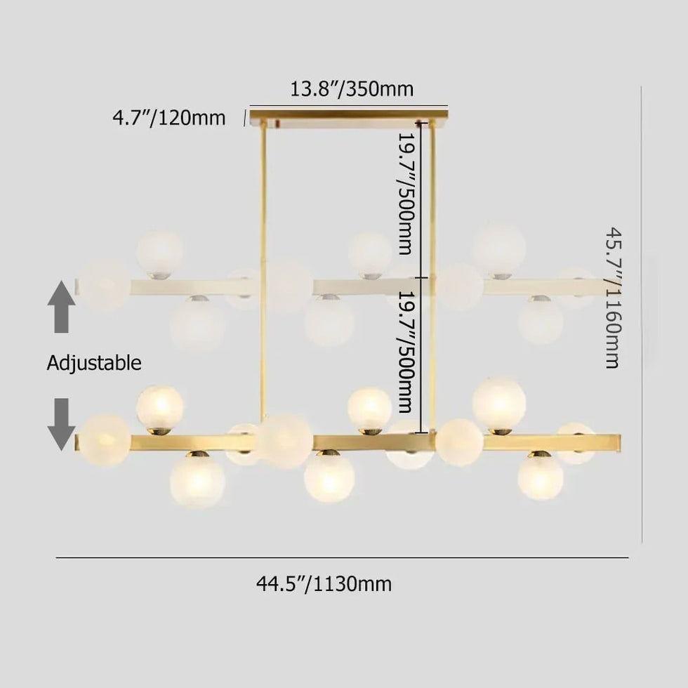 HMR - Modern Island Light Fixture for Kitchen Linear Chandelier Glass Shade