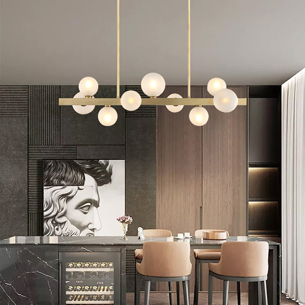 HMR - Modern Island Light Fixture for Kitchen Linear Chandelier Glass Shade