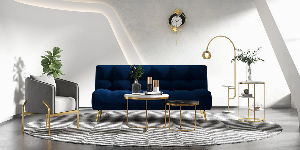 HMR - Modern Arc Floor Lamp with Shelf & Wireless Charger & USB Charging Port