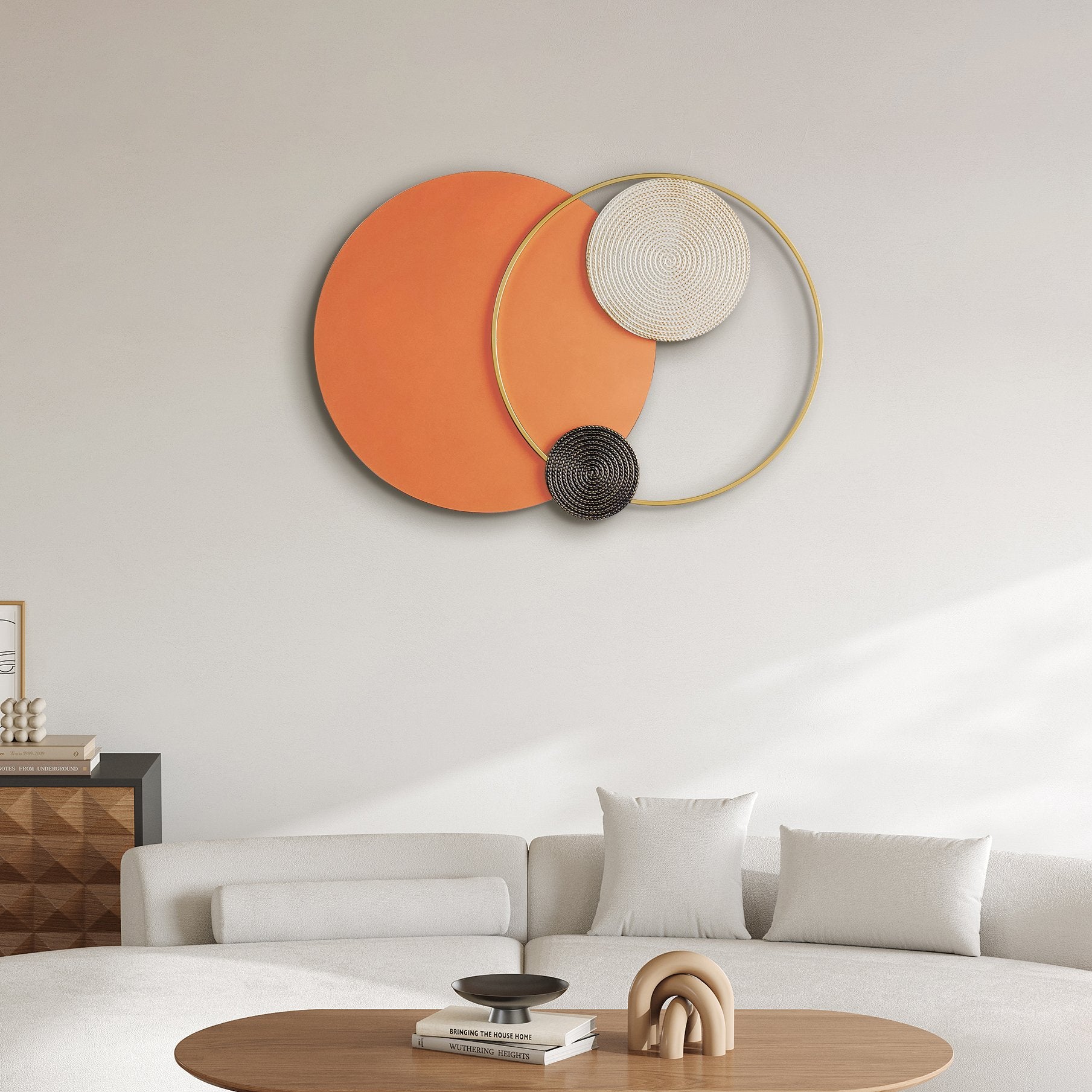 HMR - Modern Big Metal Geometric Circles Wall Decor Unique Home Living Room Hanging Wall Art