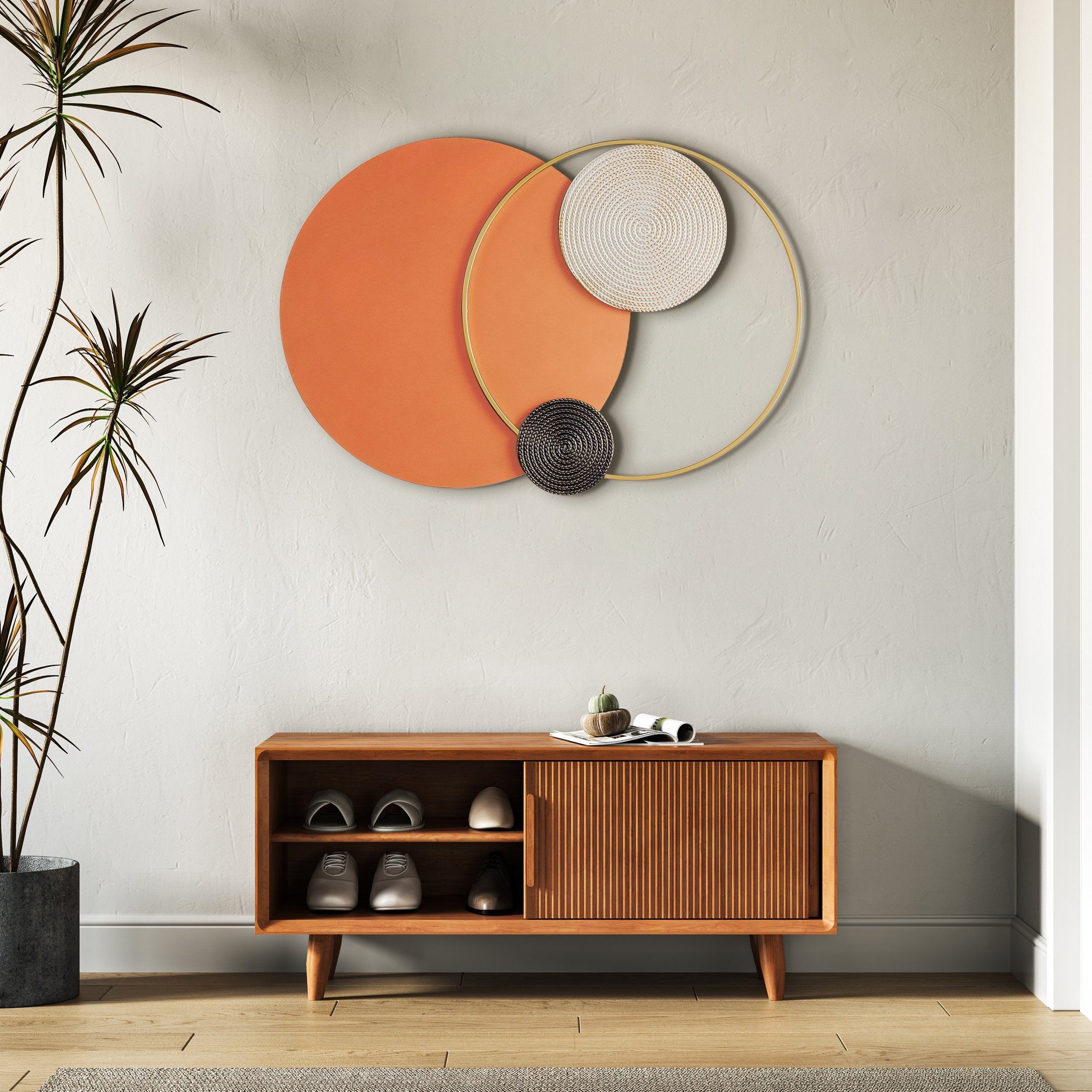 HMR - Modern Big Metal Geometric Circles Wall Decor Unique Home Living Room Hanging Wall Art