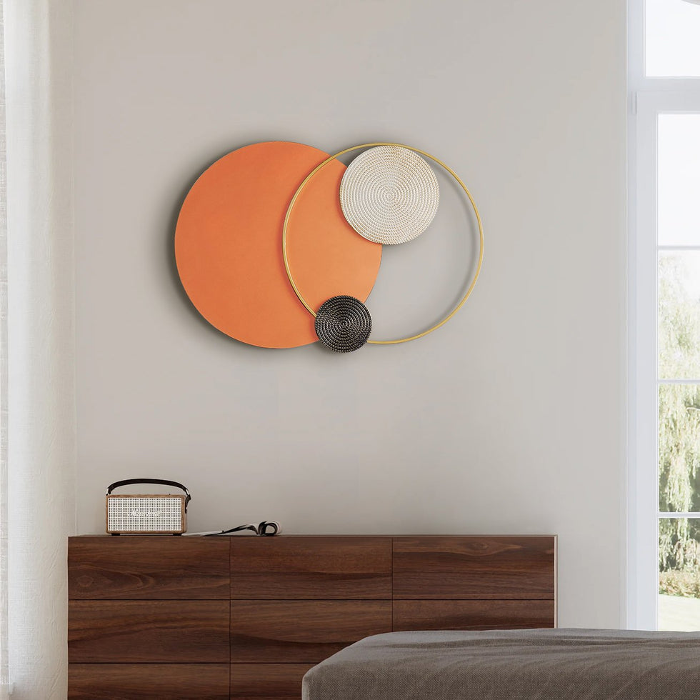 HMR - Modern Big Metal Geometric Circles Wall Decor Unique Home Living Room Hanging Wall Art