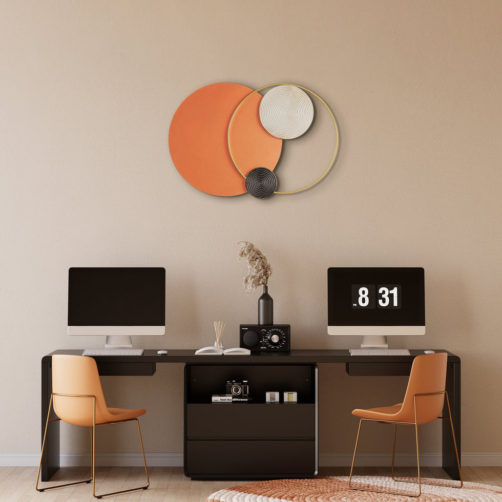 HMR - Modern Big Metal Geometric Circles Wall Decor Unique Home Living Room Hanging Wall Art