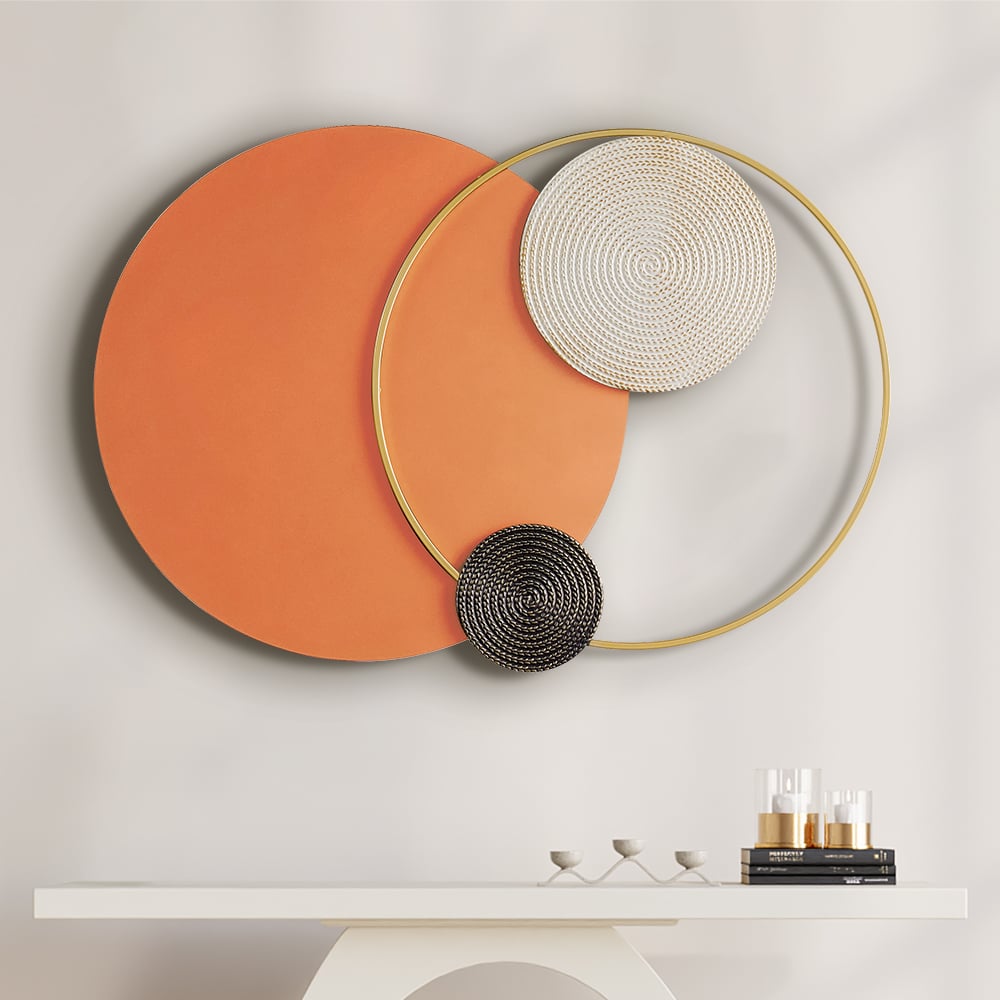 HMR - Modern Big Metal Geometric Circles Wall Decor Unique Home Living Room Hanging Wall Art