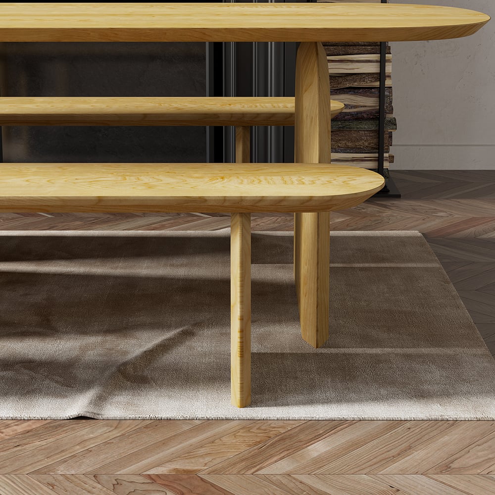 HMR - Tintica Series Japandi Oval Solid Wood Dining Bench Seats 1-2 People