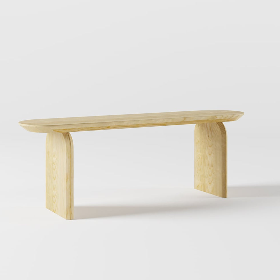 HMR - Tintica Series Japandi Oval Solid Wood Dining Bench Seats 1-2 People