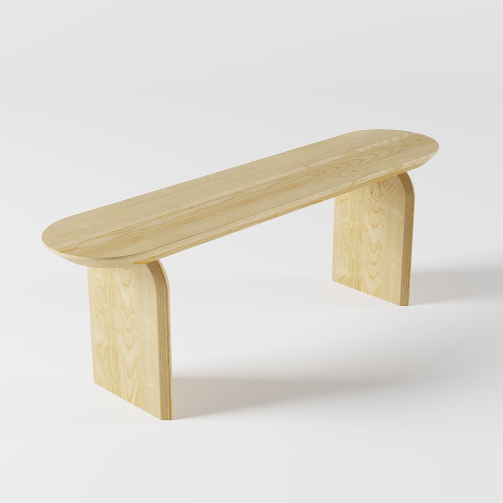 HMR - Tintica Series Japandi Oval Solid Wood Dining Bench Seats 1-2 People