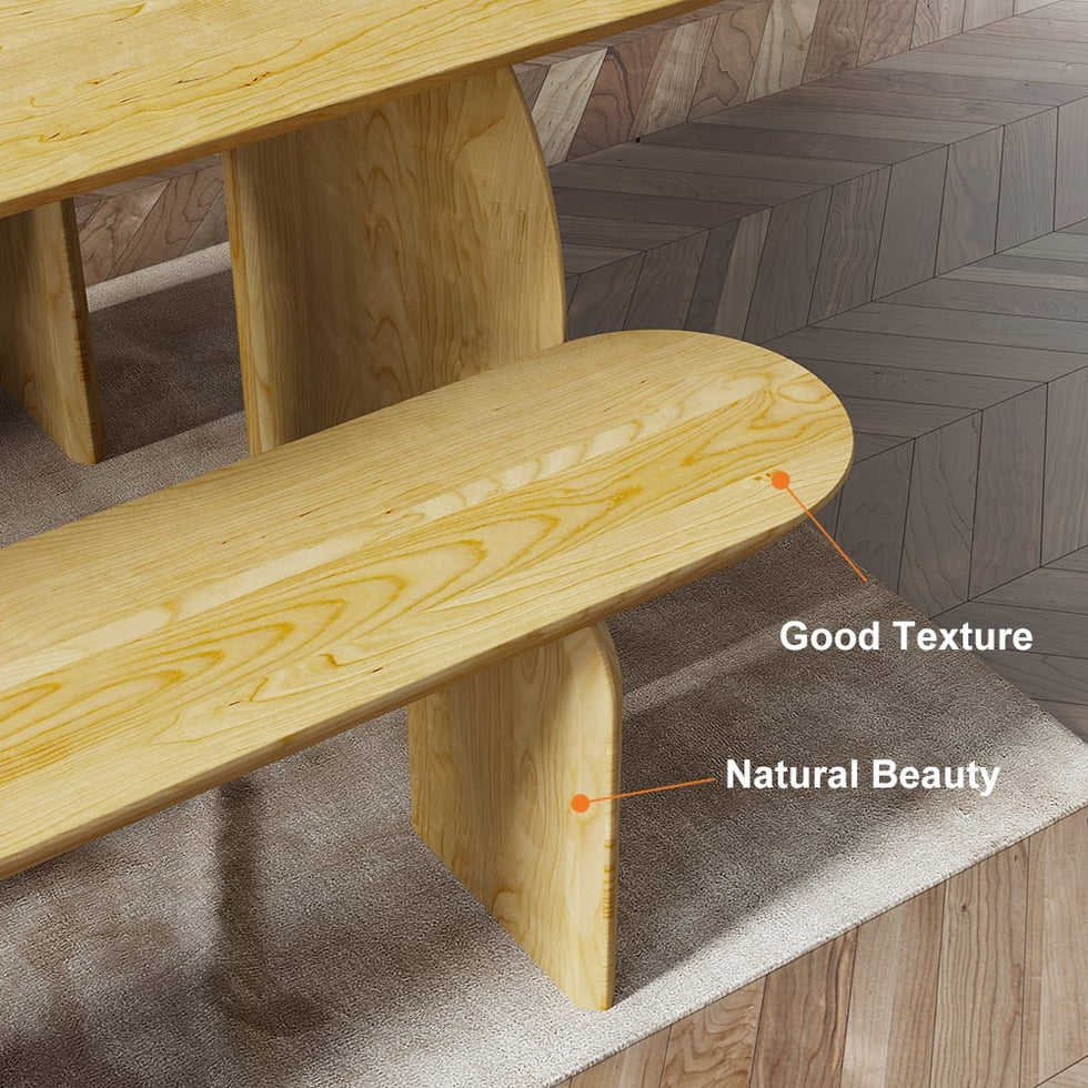 HMR - Tintica Series Japandi Oval Solid Wood Dining Bench Seats 1-2 People