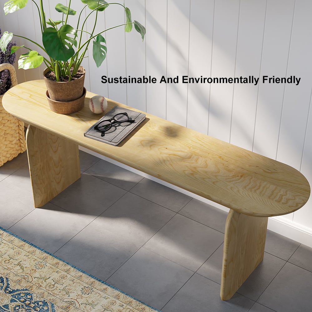 HMR - Tintica Series Japandi Oval Solid Wood Dining Bench Seats 1-2 People