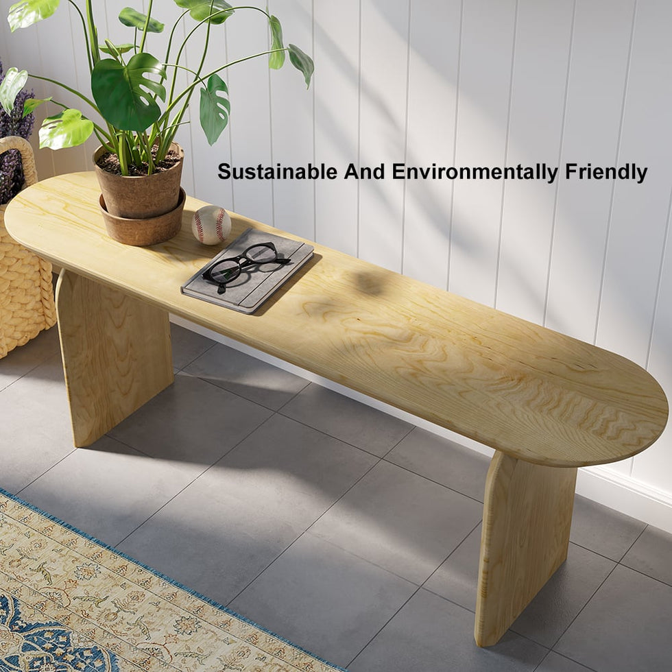 HMR - Tintica Series Japandi Oval Solid Wood Dining Bench Seats 1-2 People