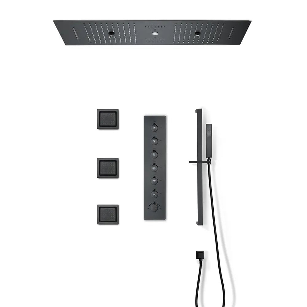 HMR - 35 Modern Thermostatic Rain Shower System 6 Functions Massage Music Remote Controlled LED