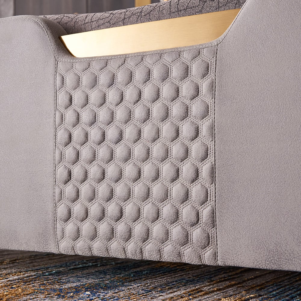HMR - Luxury Upholstered Bed Frame with Tufted Wingback Headboard