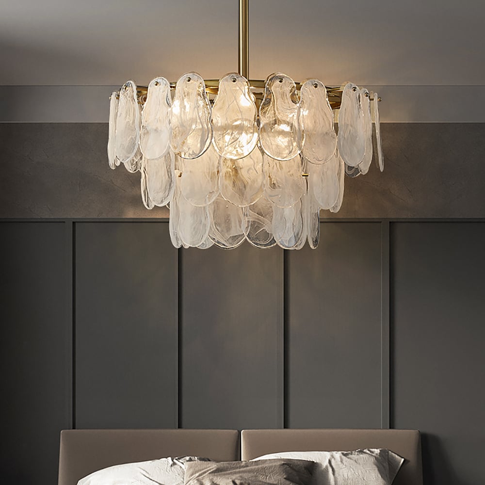 HMR - Cloude Modern Tiered Cloud Glass Chandelier Adjustable Hanging Rod