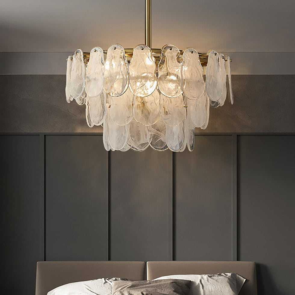 HMR - Cloude Modern Tiered Cloud Glass Chandelier Adjustable Hanging Rod