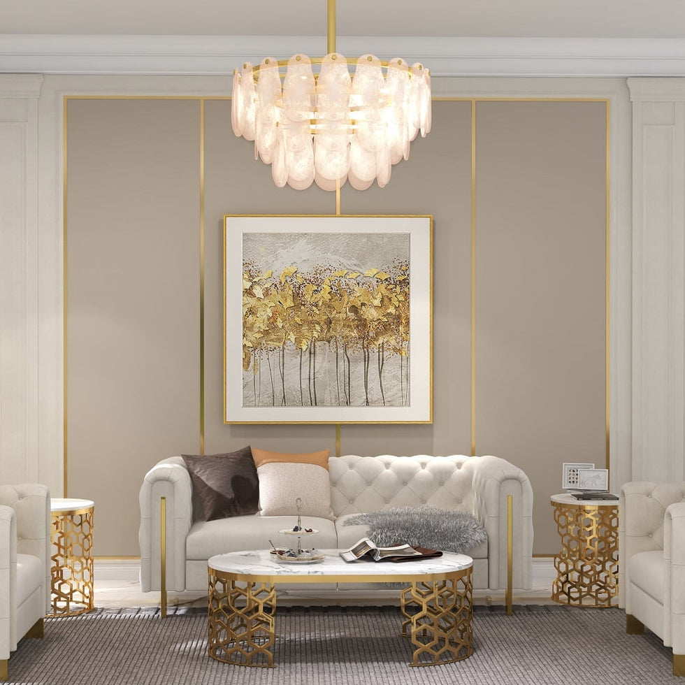 HMR - Cloude Modern Tiered Cloud Glass Chandelier Adjustable Hanging Rod