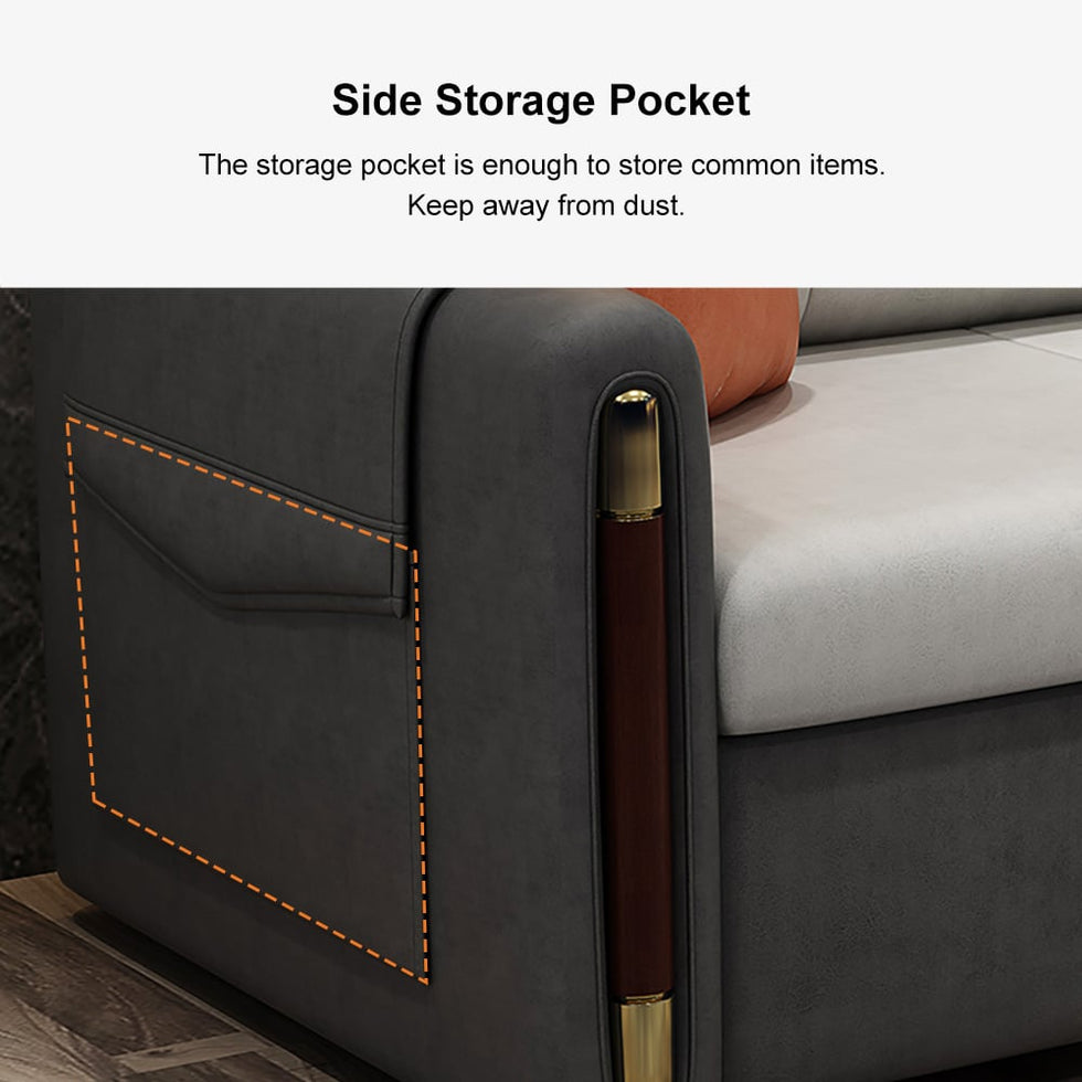 HMR - Convertible Sofa Bed with Storage in 81"W, Gray