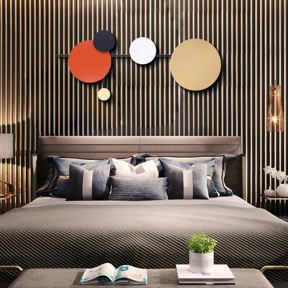 HMR - Geometric Round Wall Hanging Metal Art in Multicolor