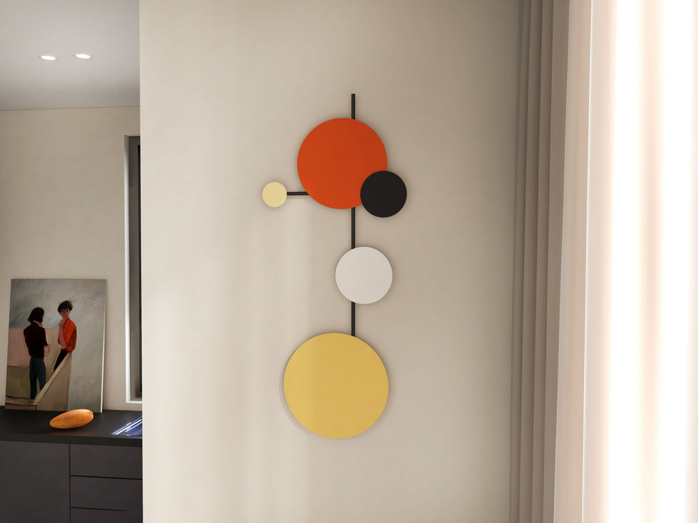 HMR - Geometric Round Wall Hanging Metal Art in Multicolor