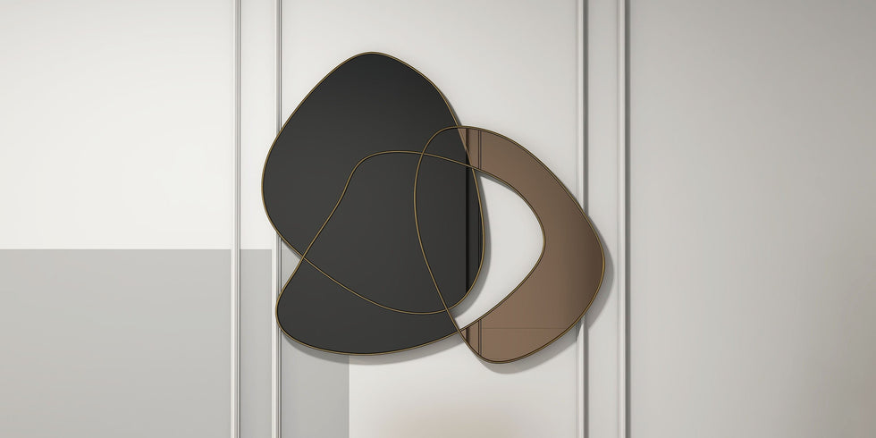 HMR - 31.5" Abstract 3D Metal Big Wall Decor Unique Modern Irregular Home Art in Black & Gold
